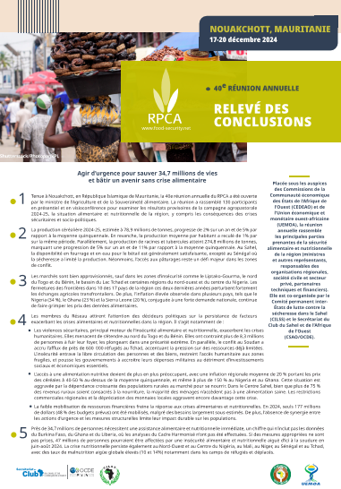 Situation alimentaire et nutritionnelle 2025 : Relevé des conclusions du RPCA