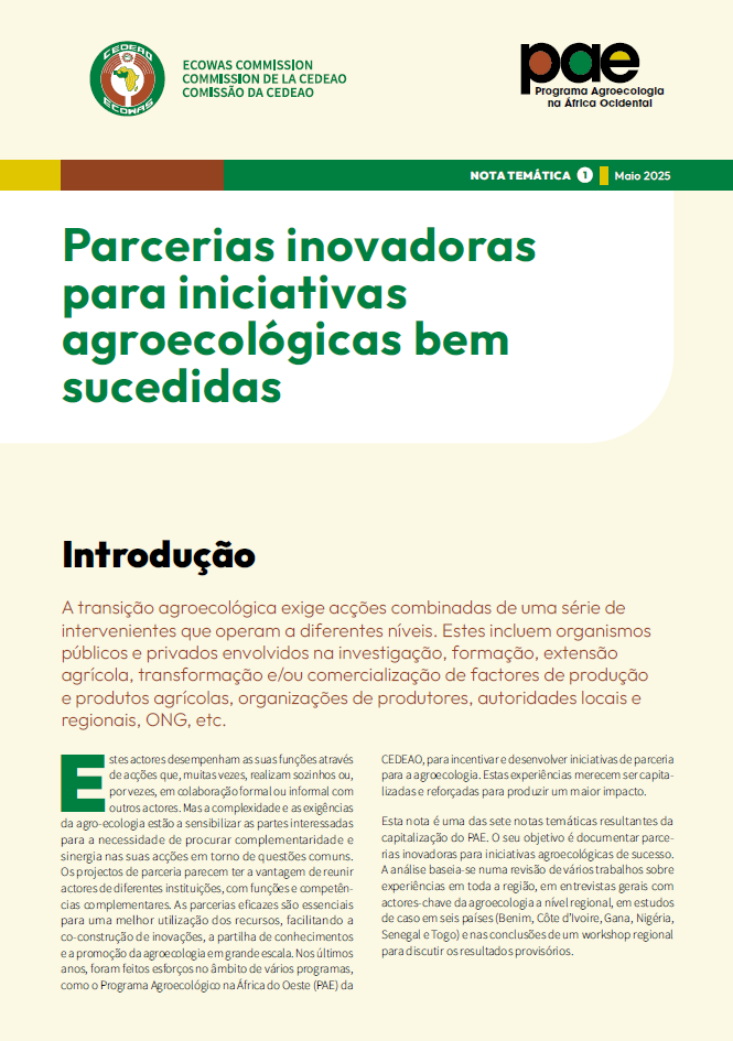 Note thématique 1 - Partenariats innovants pour des initiatives réussies en agroécologie