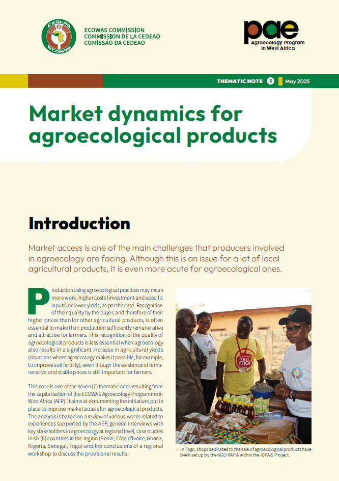 Thematic note PAE 3 - Market dynamics for agroecological products
