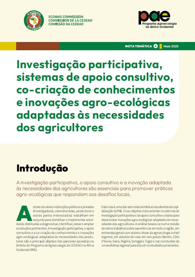 Note thématique 6 - Recherche participative, dispositifs d’appui-conseil, co-création de connaissances et d’innovations agroécologiques adaptées aux besoins des producteurs